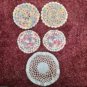 Vintage Crochet Pastel Color Doily’s - Accent Decor-